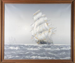 Vaseo Roberto - Signé et encadré - Huile du milieu du XXe siècle, étude maritime