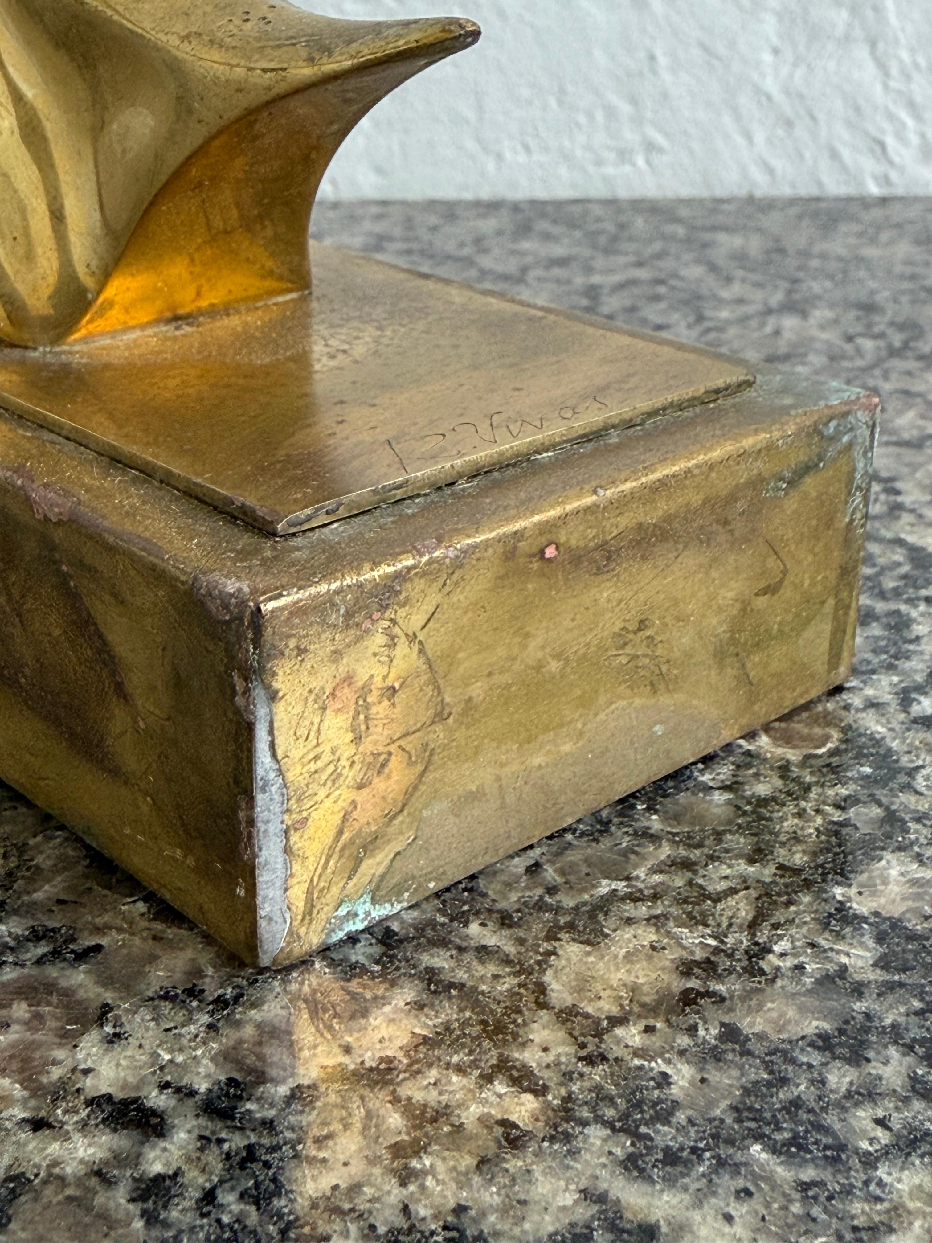 Roberto Vivas Scultura astratta in bronzo su base di bronzo, Brasile 1960s in vendita 3