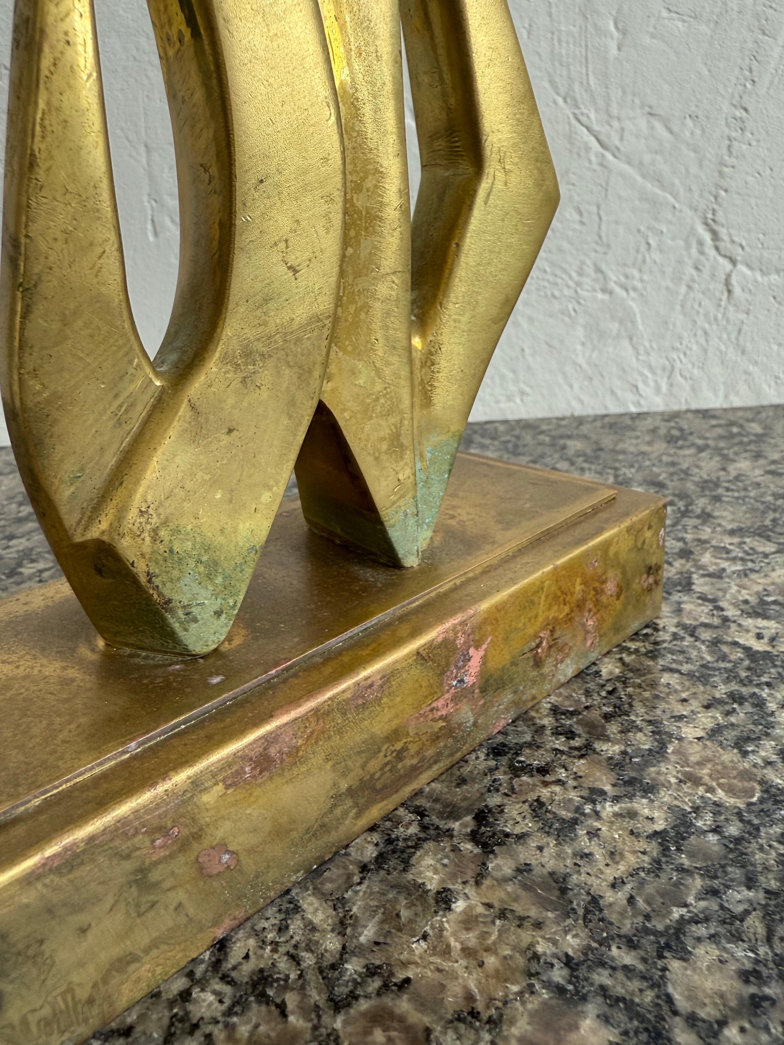 Roberto Vivas Abstract Bronze Sculpture on Bronze Base, Brazil 1960s For Sale 6