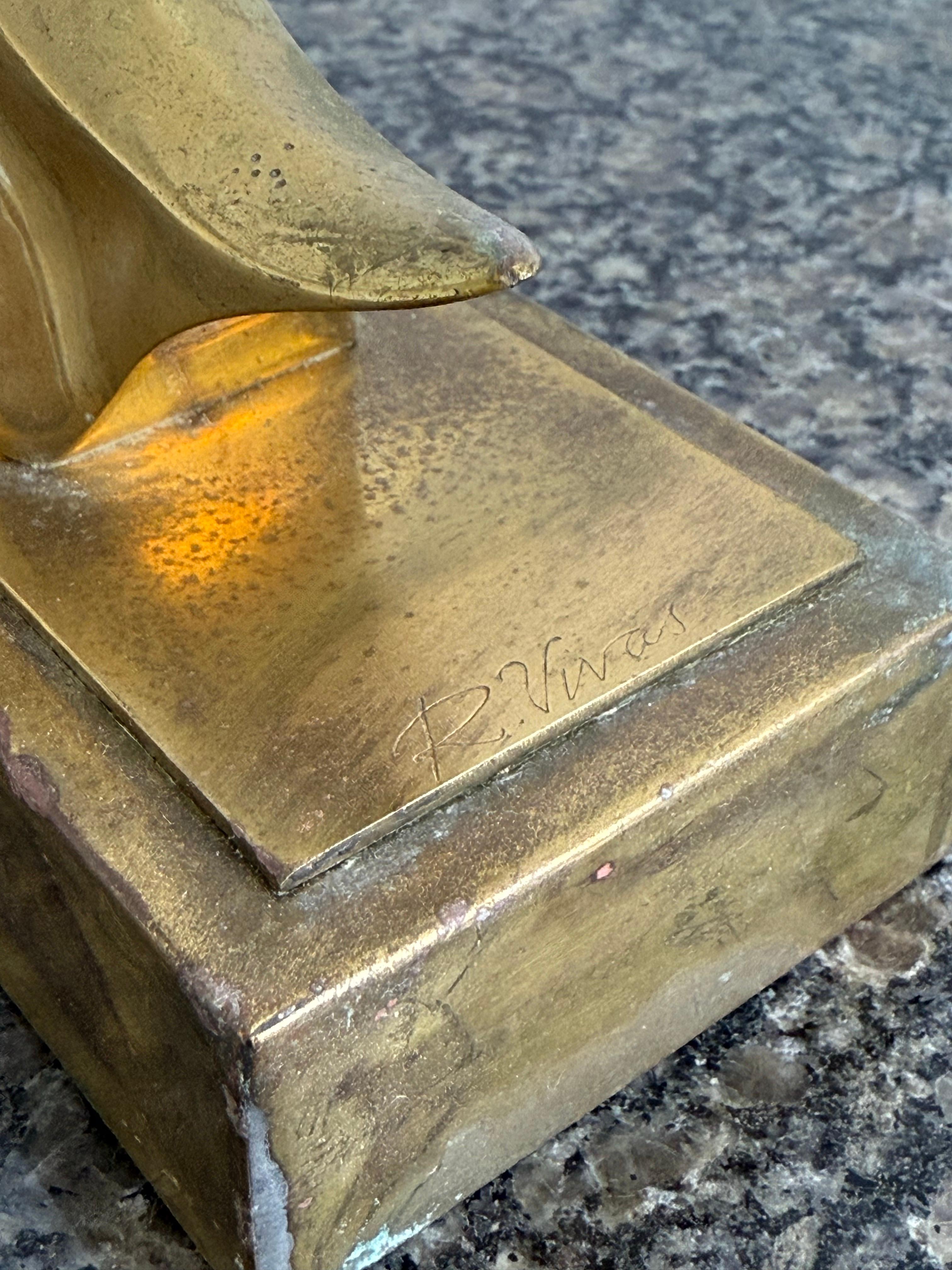 Roberto Vivas Scultura astratta in bronzo su base di bronzo, Brasile 1960s in vendita 6