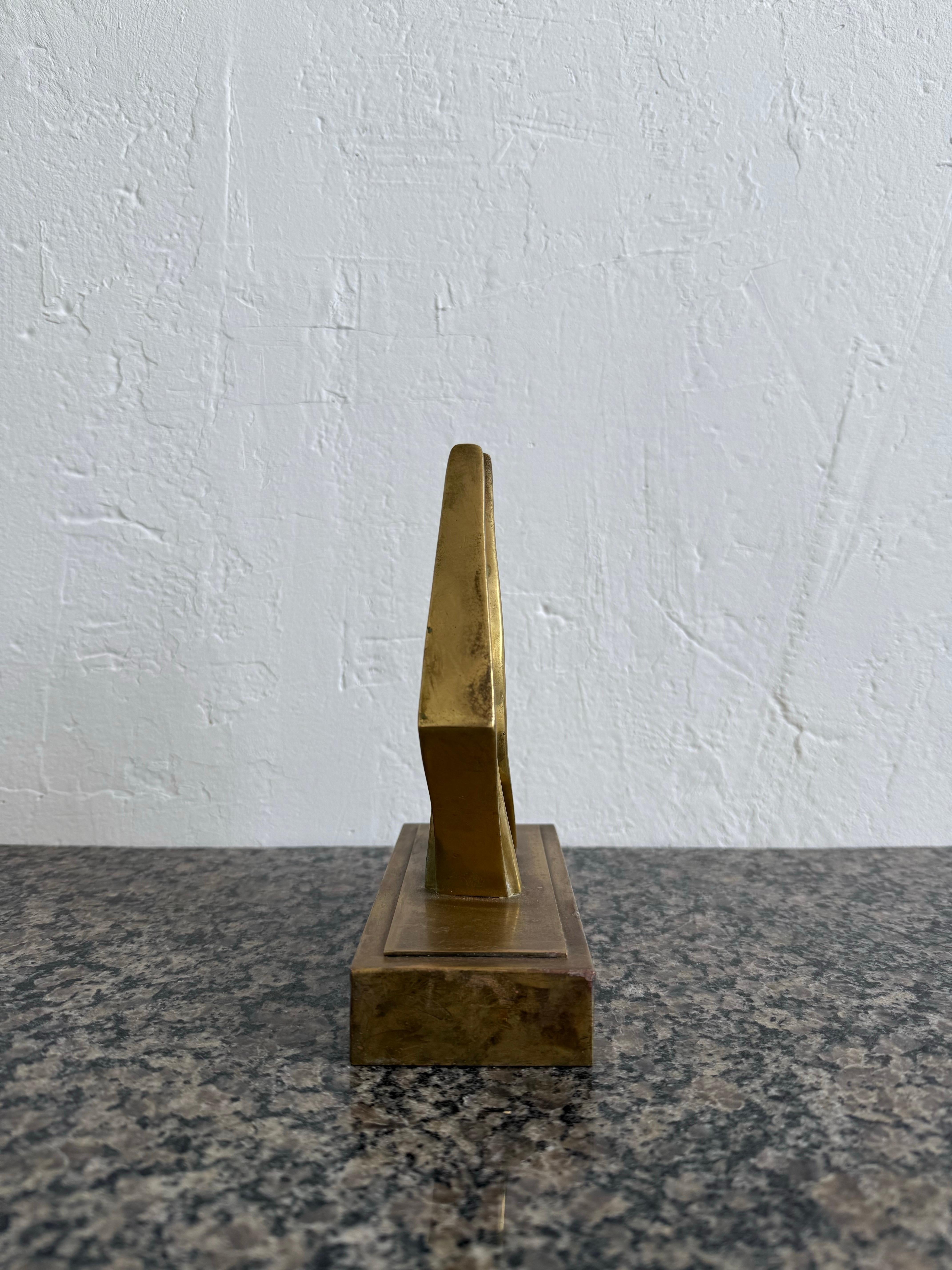 20th Century Roberto Vivas Abstract Bronze Sculpture on Bronze Base, Brazil 1960s For Sale