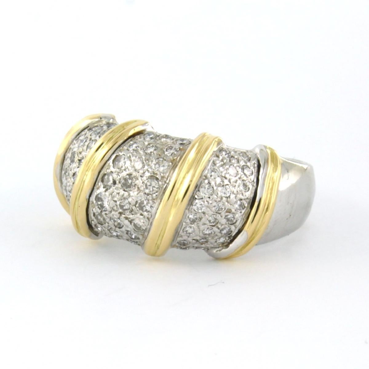 Modern RobertoCoin 18k bicolor ring with diamonds 18k bicolour gold For Sale