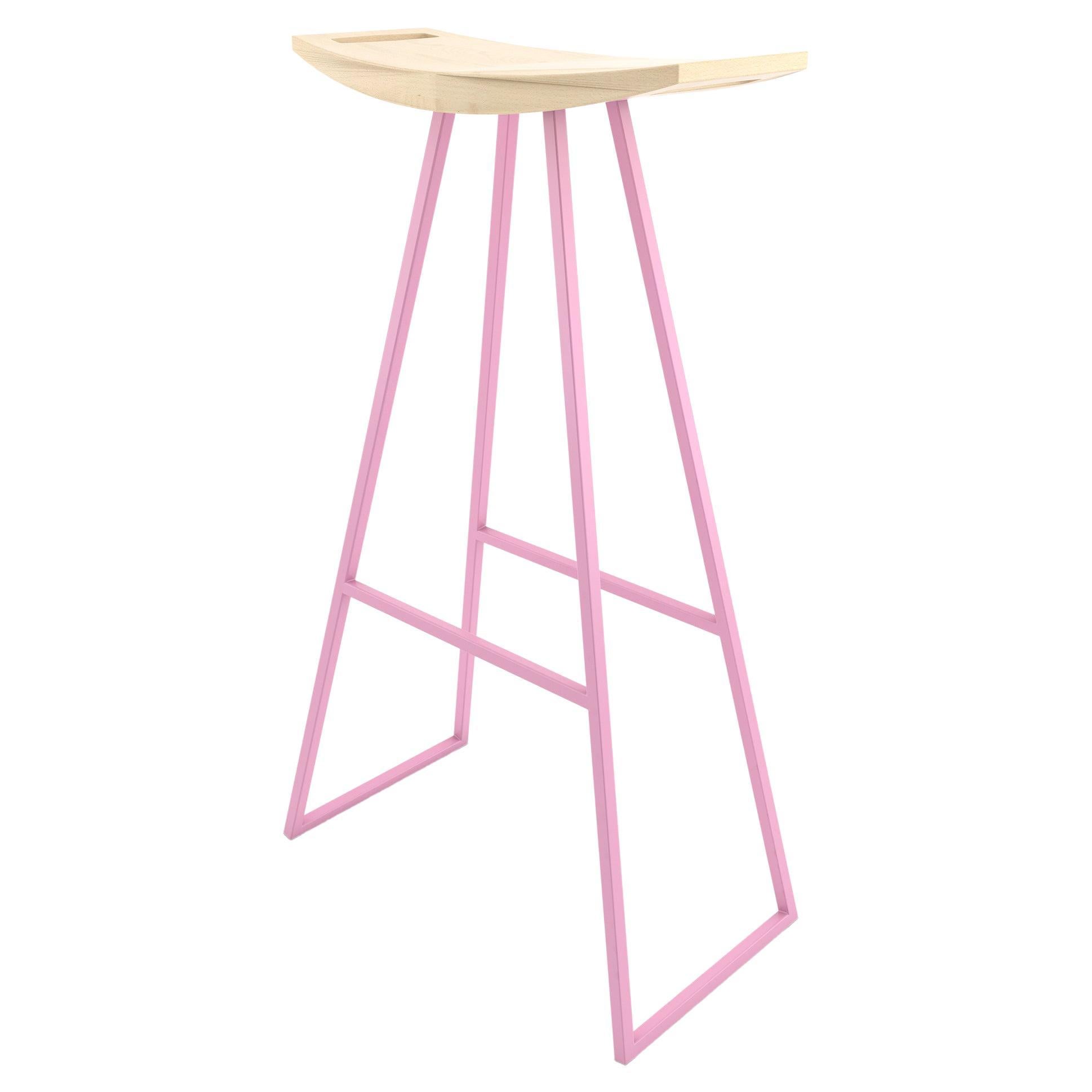Roberts Bar Stool Maple Pink For Sale