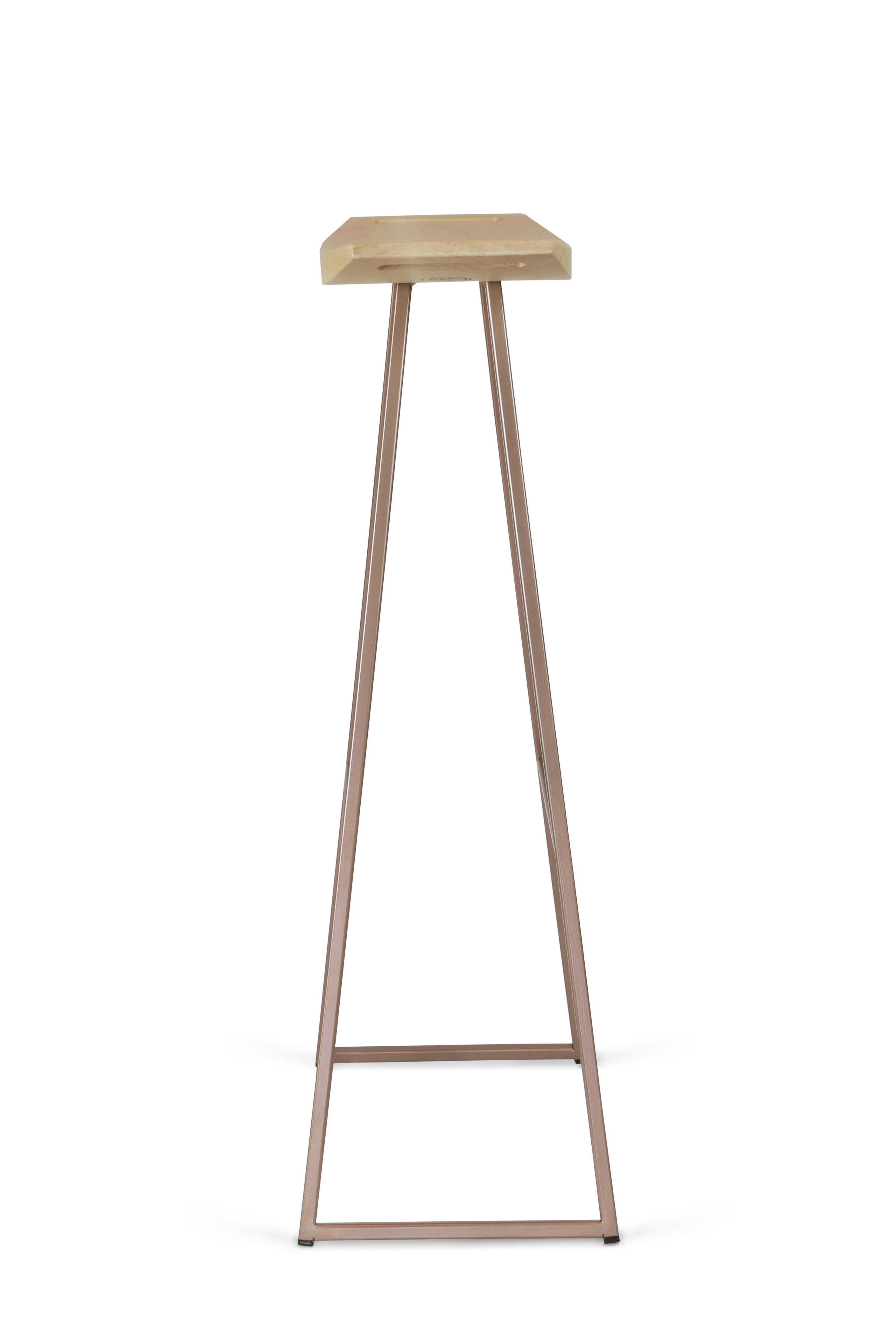 Mid-Century Modern Roberts Bar Stool Maple Rose Copper For Sale