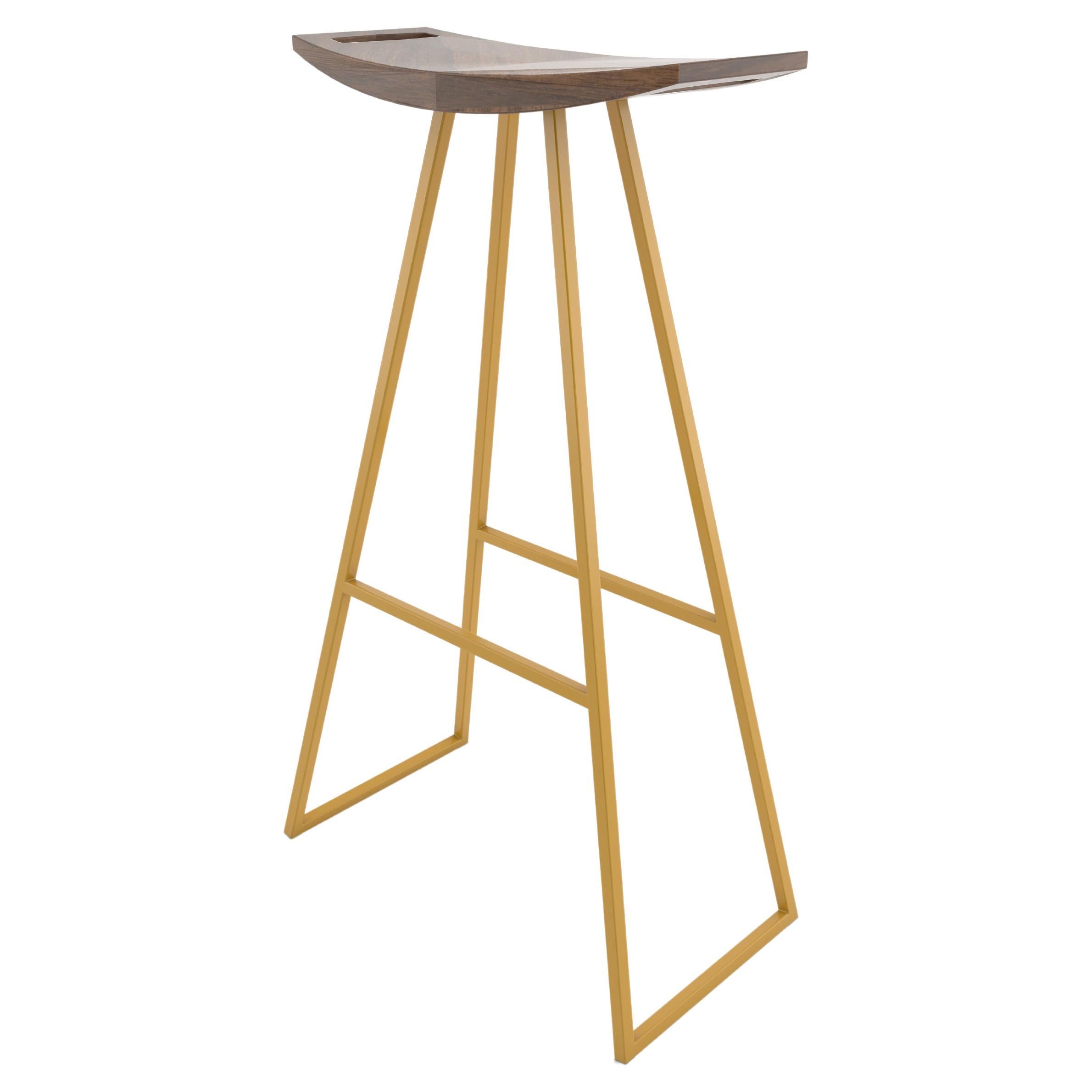 Roberts Bar Stool Walnut Mustard For Sale