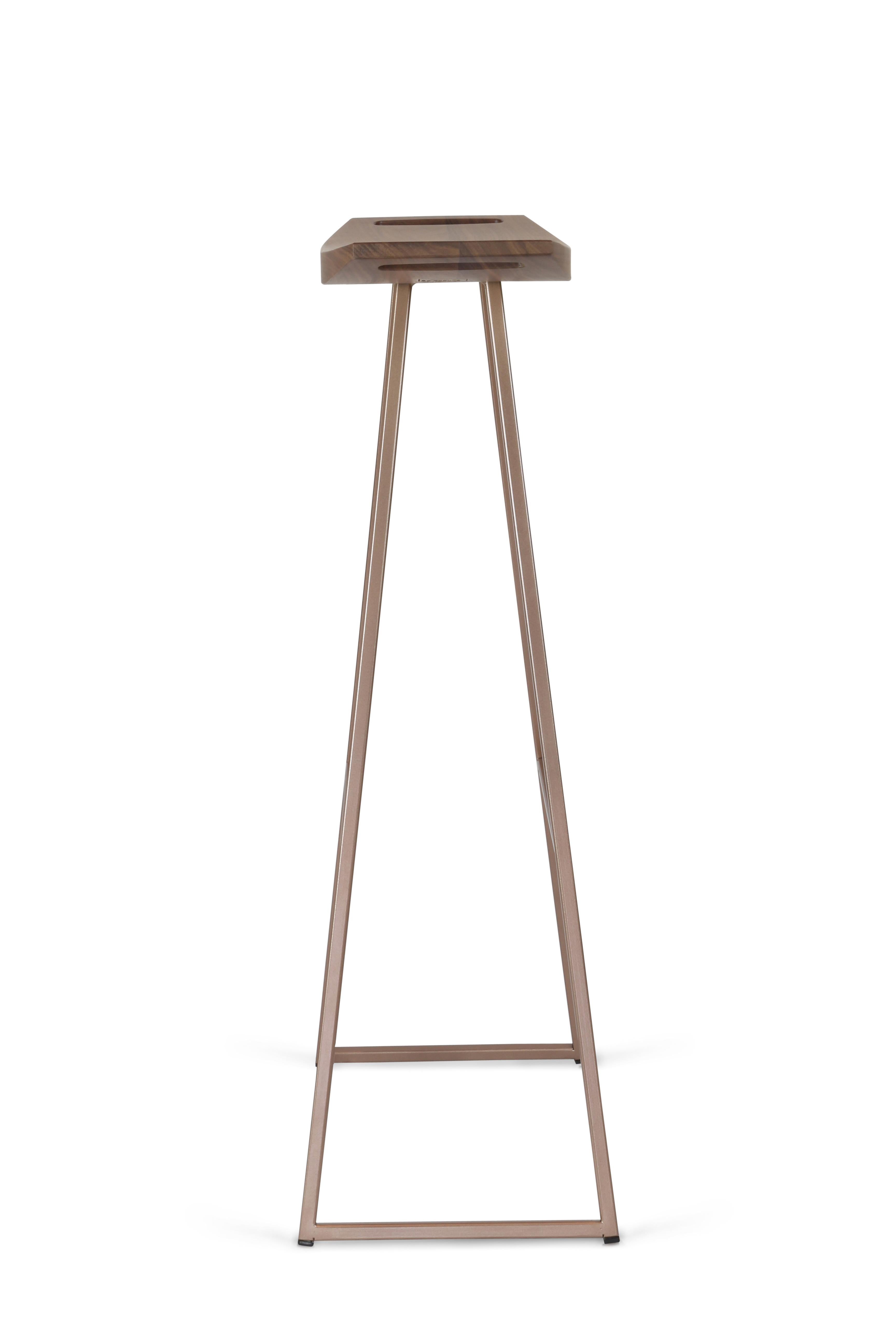 Mid-Century Modern Roberts Bar Stool Walnut Rose Copper For Sale