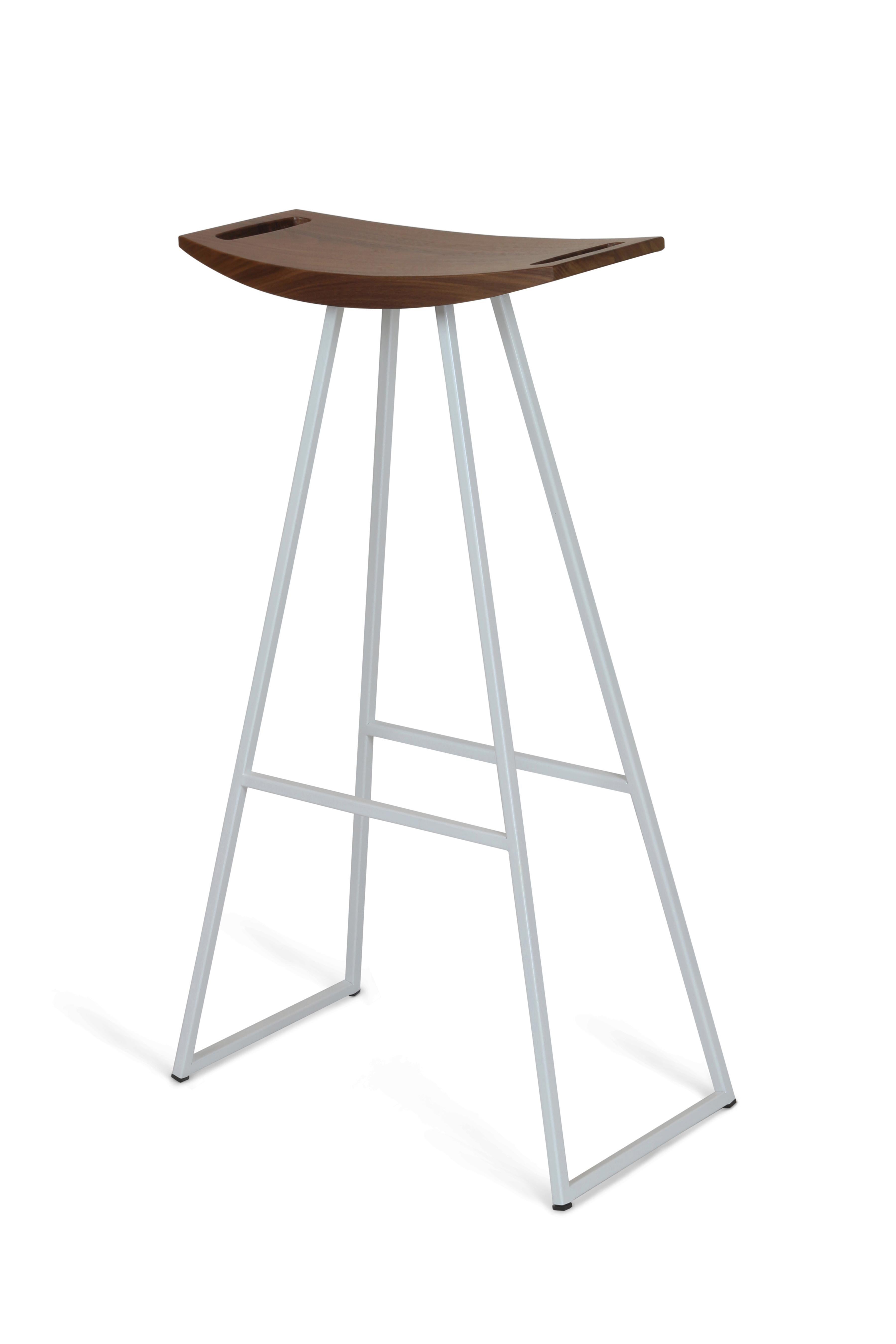 Scandinavian Modern Roberts Bar Stool Walnut White For Sale