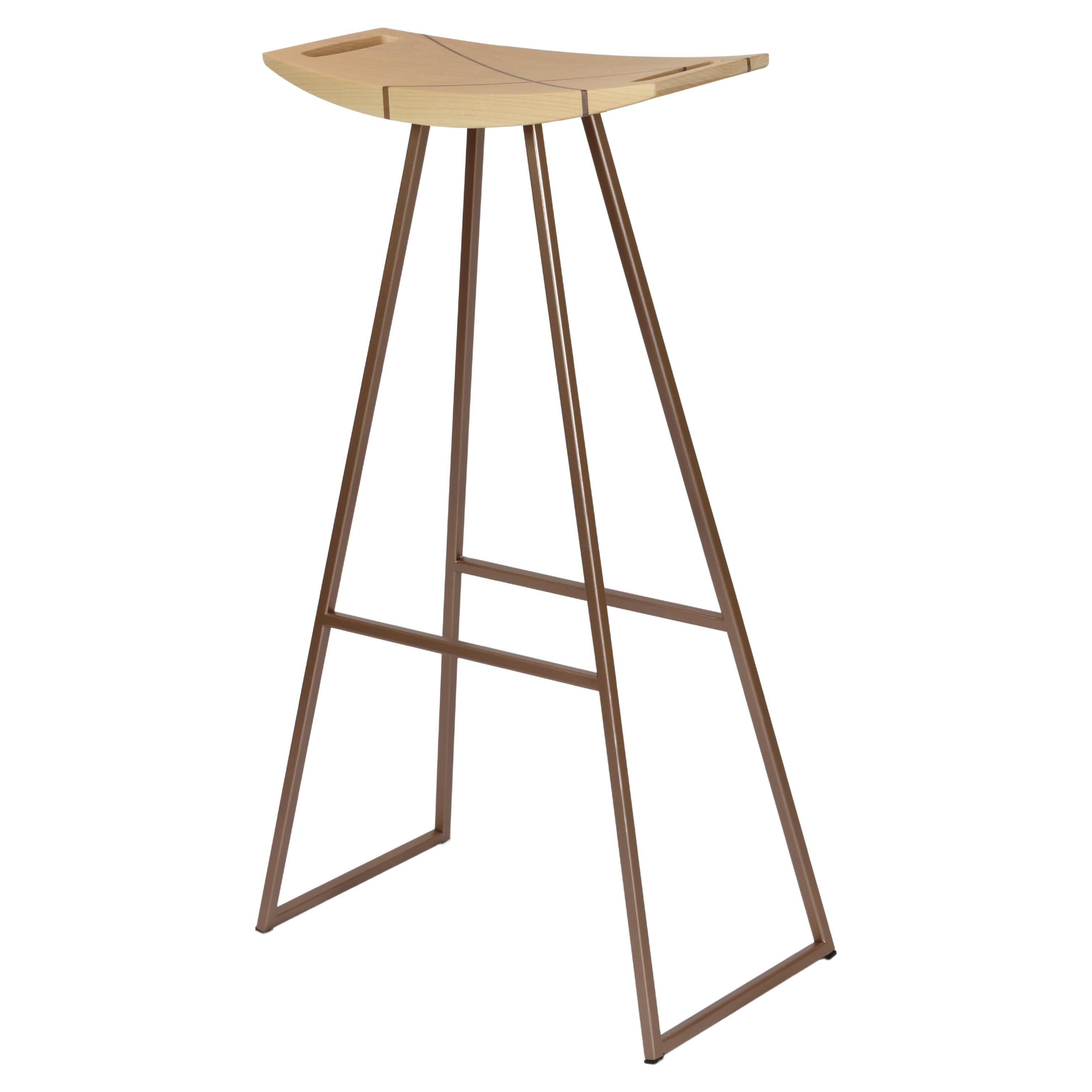 Roberts Bar Stool with Inlay Maple Rose Copper