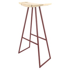Roberts Bar Stool with Wood Inlay Maple Blood Red