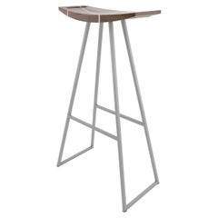 Tabouret de bar Roberts avec incrustation de bois de noyer gris