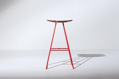 Roberts Bar Stool with Wood Inlay Walnut Red