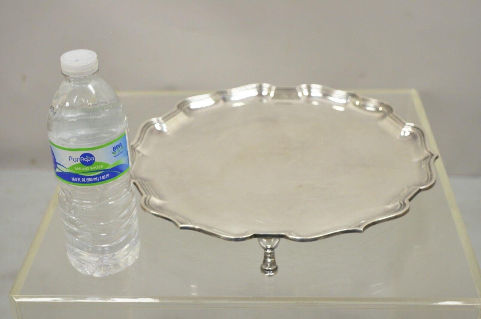 Roberts & Belk England Silver Plate Regency Square Footed Scalloped Tray 1