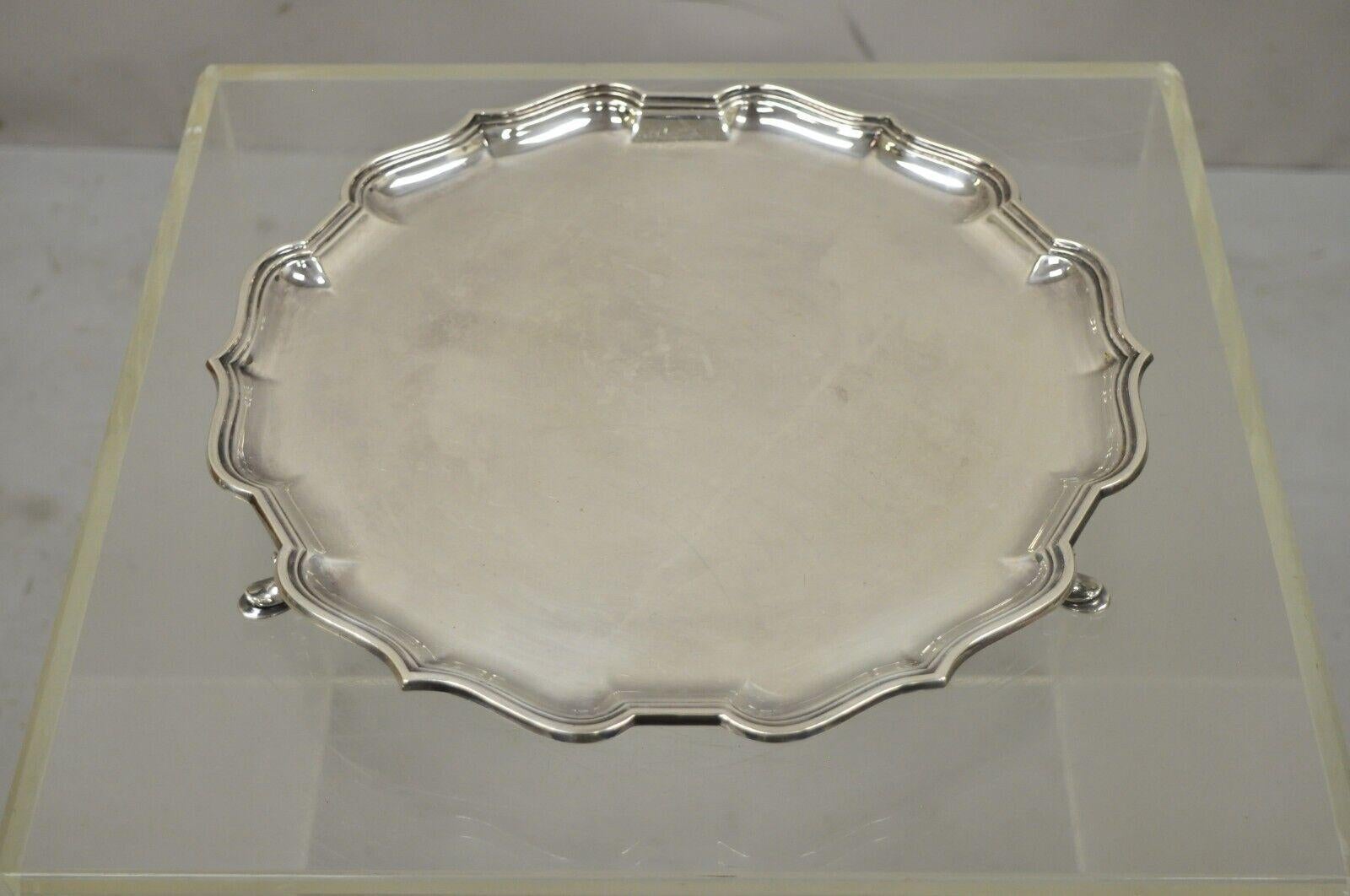 Roberts & Belk England Silver Plate Regency Square Footed Scalloped Tray 3