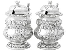 Roberts & Belk Ltd Antique Pair of English Sterling Silver Mustard Pots