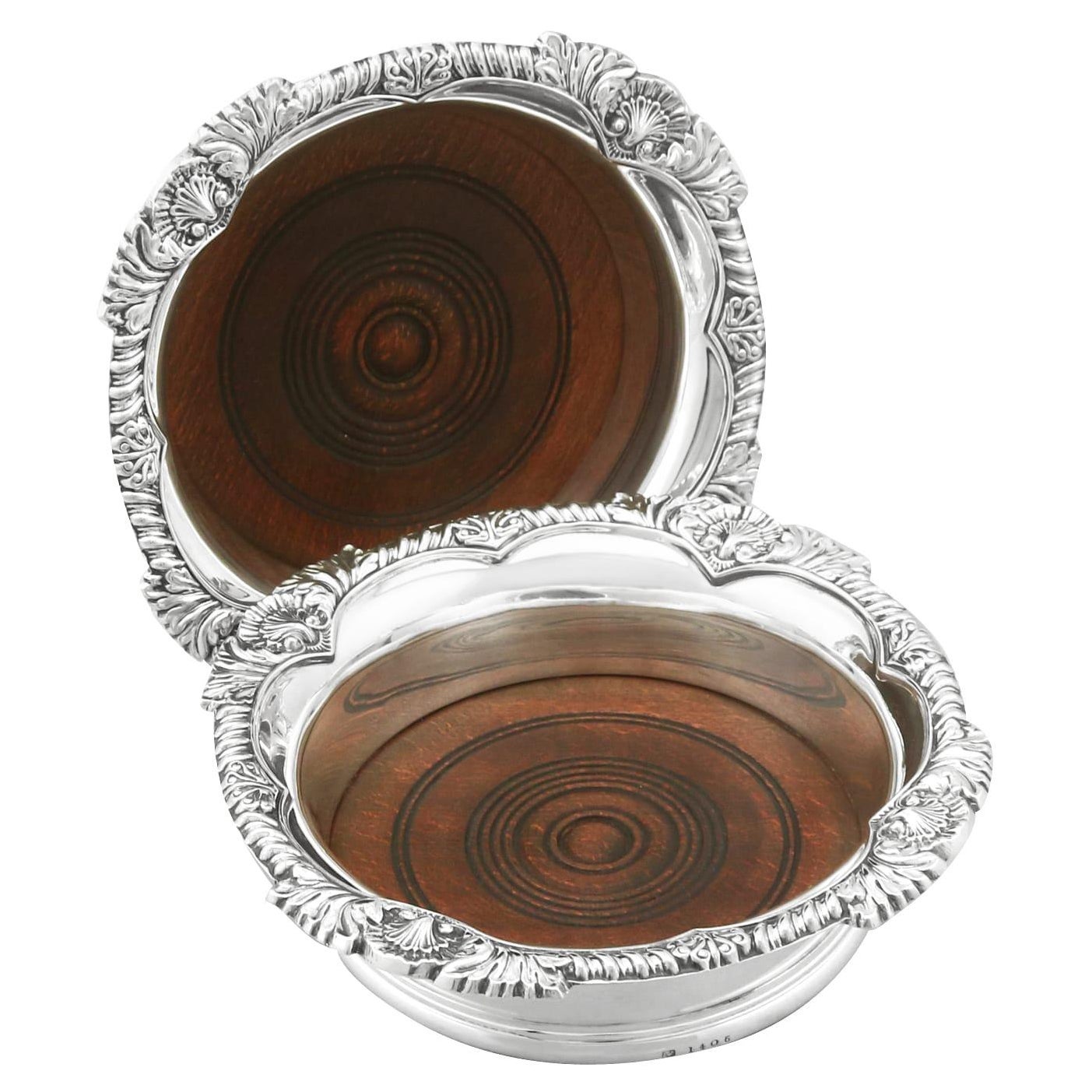Sottobicchieri vintage in argento sterling di Roberts & Belk