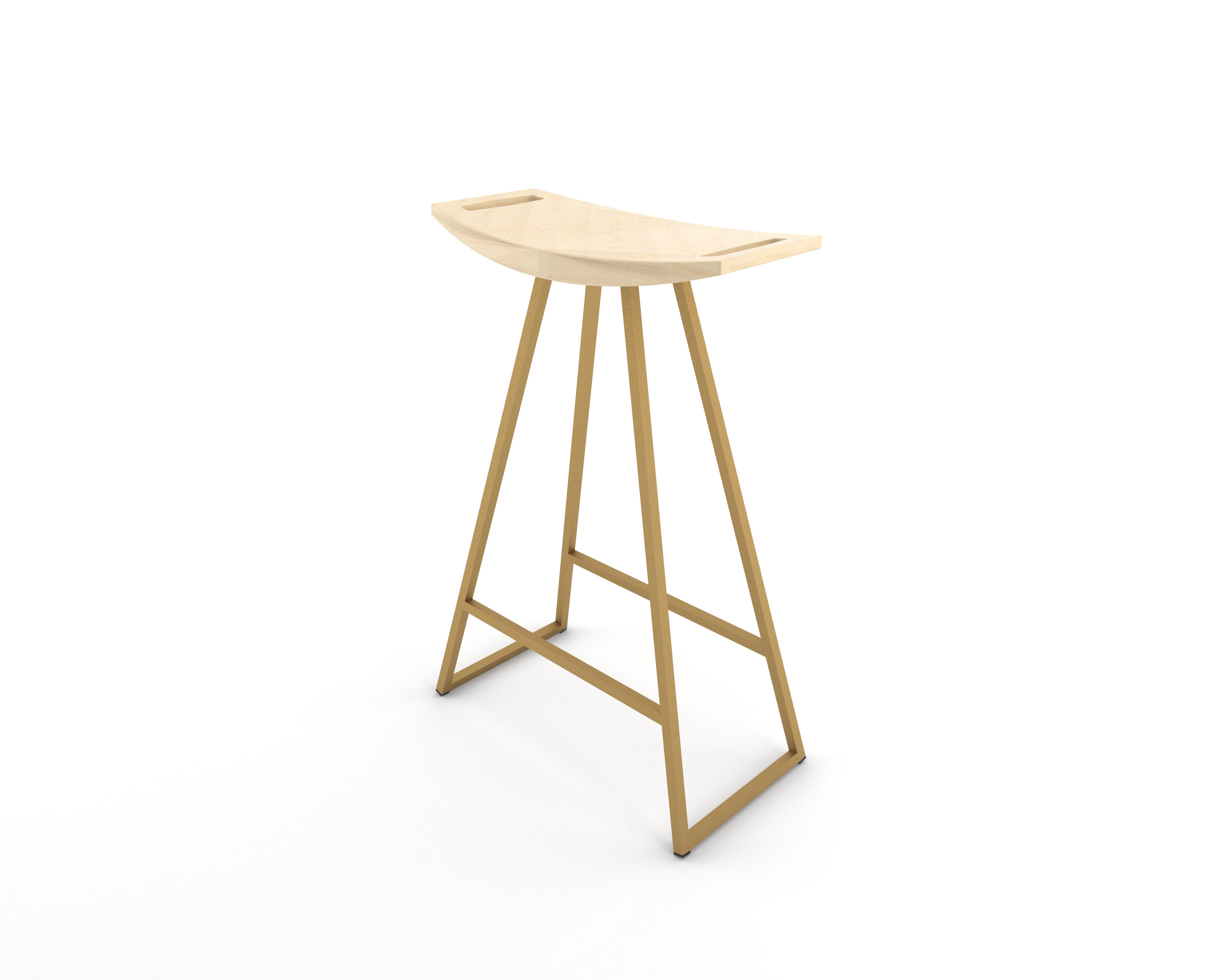 Mid-Century Modern Roberts Counter Stool Maple Brassy Gold For Sale