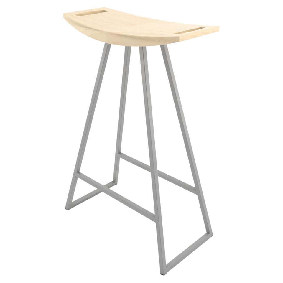 SQ Counter Stool, Maple Hardwood, Brushed Nickel For Sale at 1stDibs ...