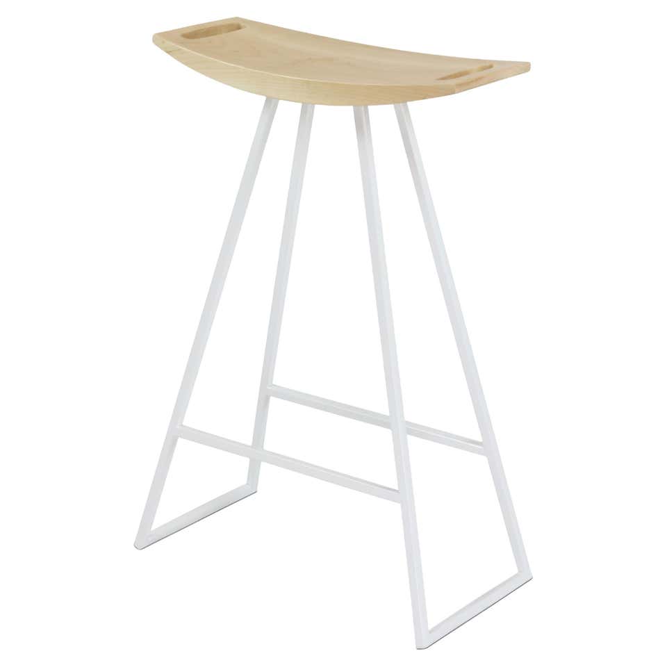 Handcrafted Sculptural Bleached Maple Counter Stool For Sale at 1stDibs ...