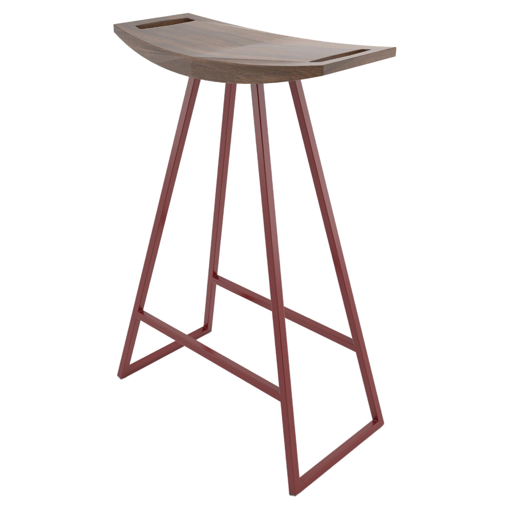 Roberts Counter Stool Walnut Blood Red For Sale