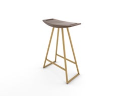 Sgabello da banco Roberts Noce Ottone Oro