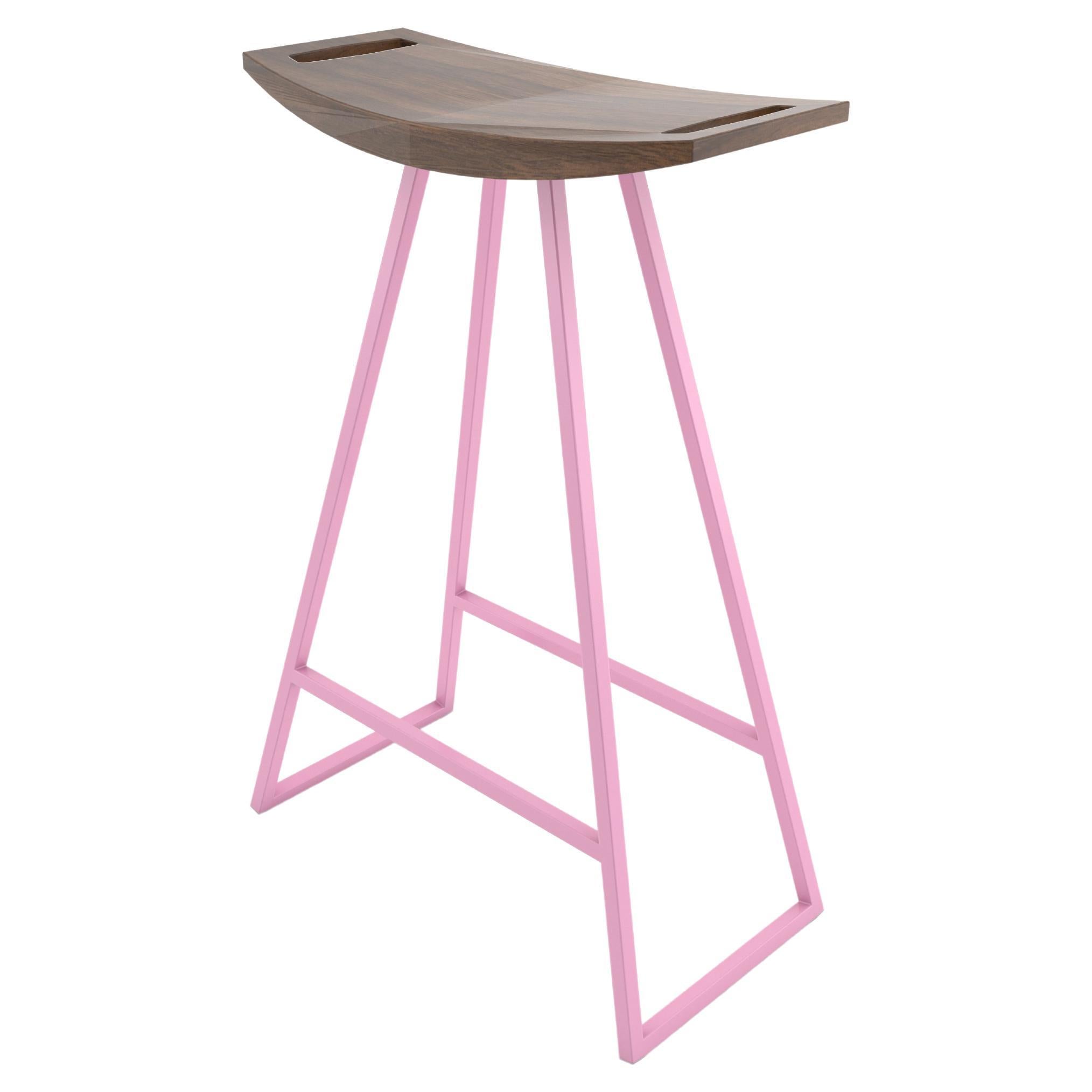 Roberts Counter Stool Walnut Pink For Sale