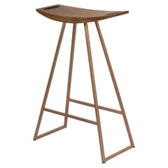 Tabouret de comptoir Roberts en noyer et cuivre rose