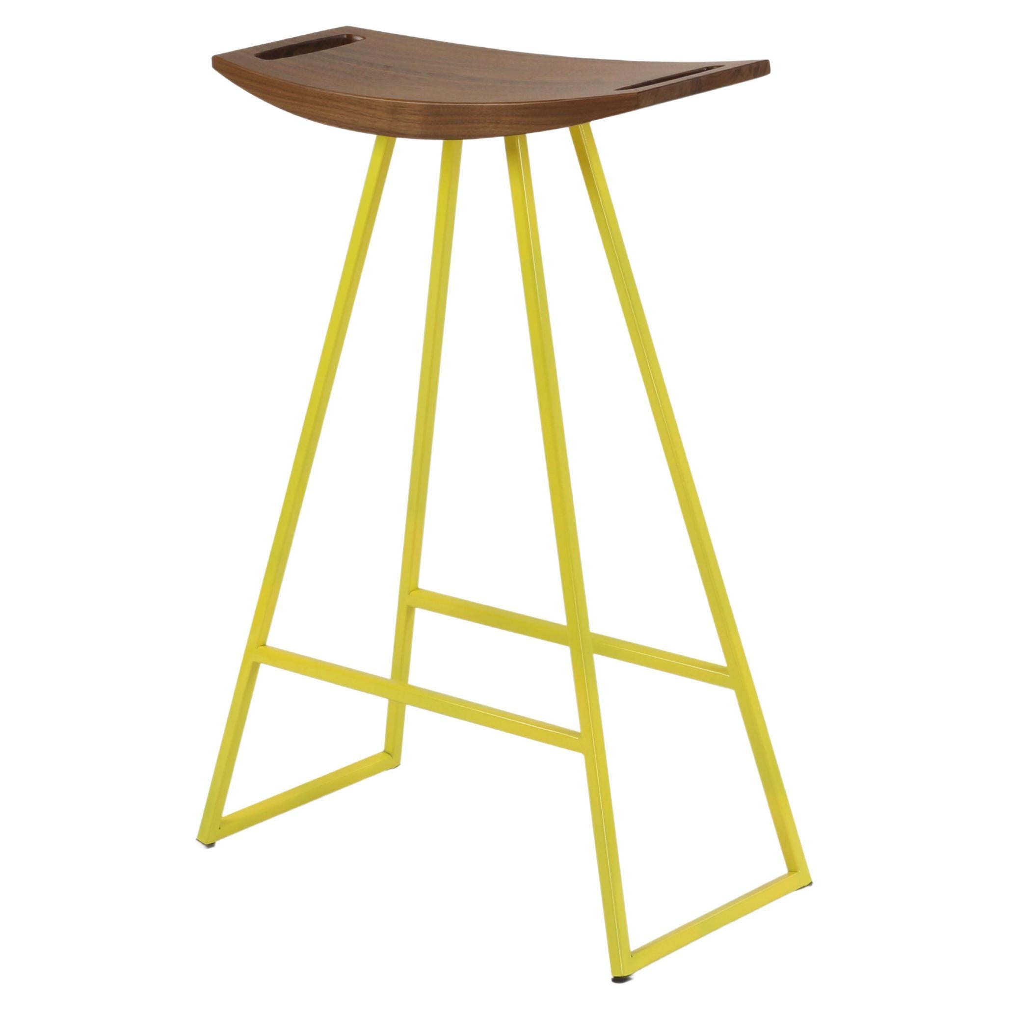 Roberts Counter Stool Walnut Yellow For Sale