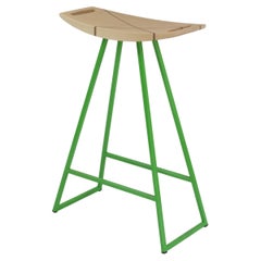 Roberts Counter Stool with Wood Inlay Maple Green