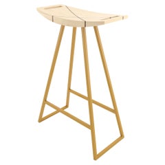 Roberts Counter Stool with Wood Inlay Maple Mustard