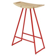 Roberts Counter Stool with Wood Inlay Maple Red