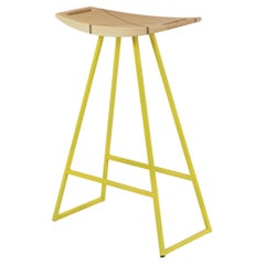 Roberts Counter Stool with Wood Inlay Maple Yellow