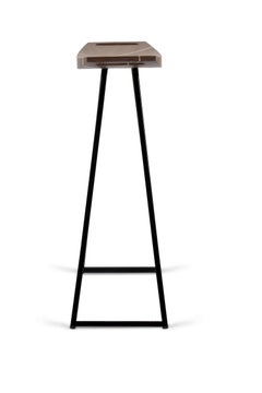 Roberts Counter Stool with Wood Inlay Walnut Black