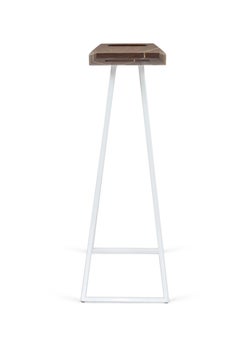 Roberts Counter Stool with Wood Inlay Walnut White