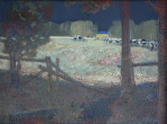 Landscape with herd  Oil on canvas. 60x80 cm