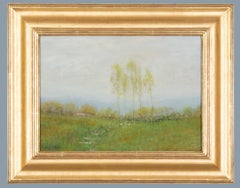 Antique Tonalist Landscape: Cottage with Trees in a Field by Robertson Mygatt