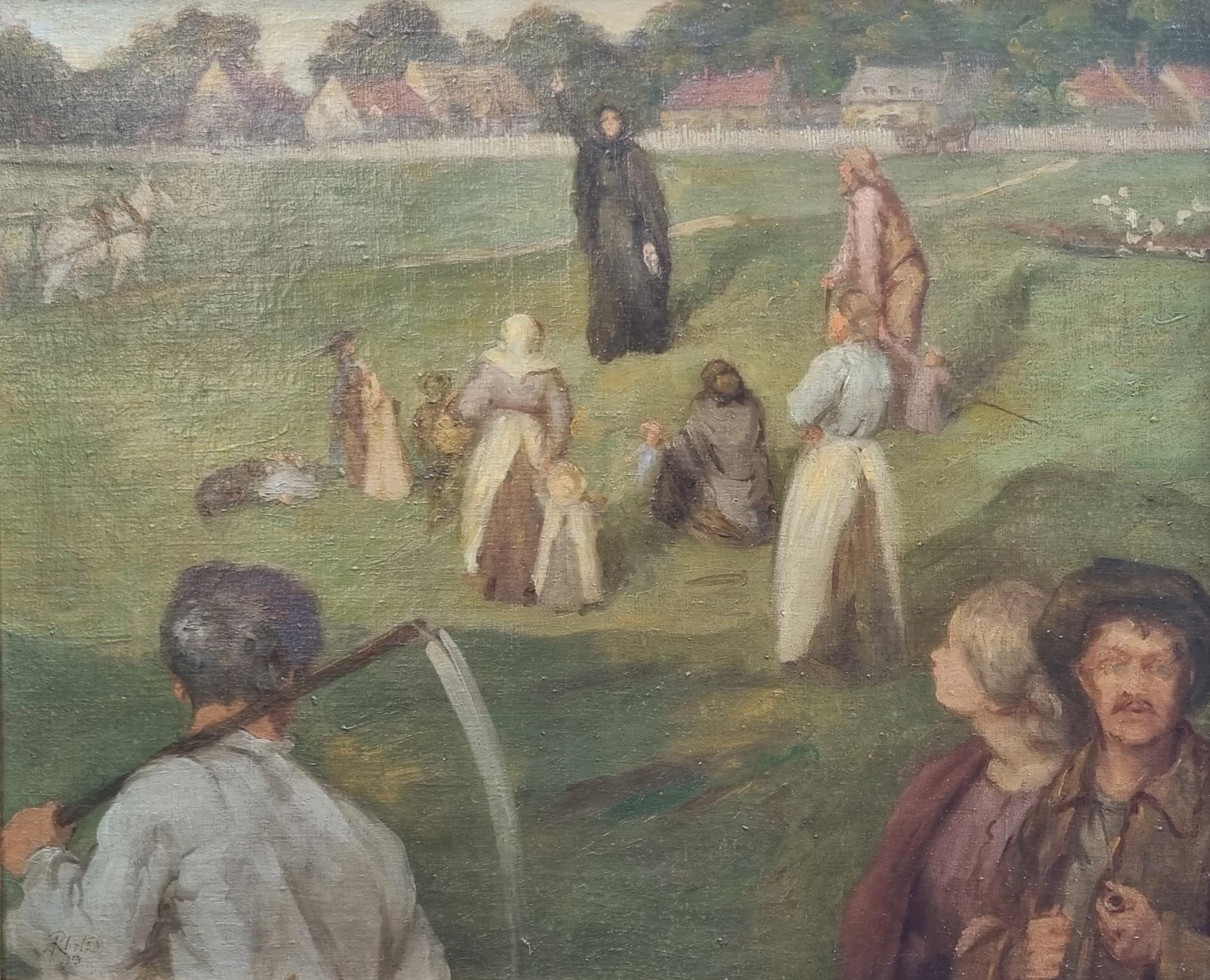Pintura simbolista británica Mujer profeta Campesinos Art nouveau XX - Painting Simbolista de Robertson