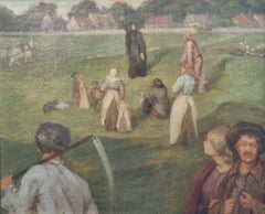 Symbolist British Painting Prophet woman Peasants Art nouveau 20th