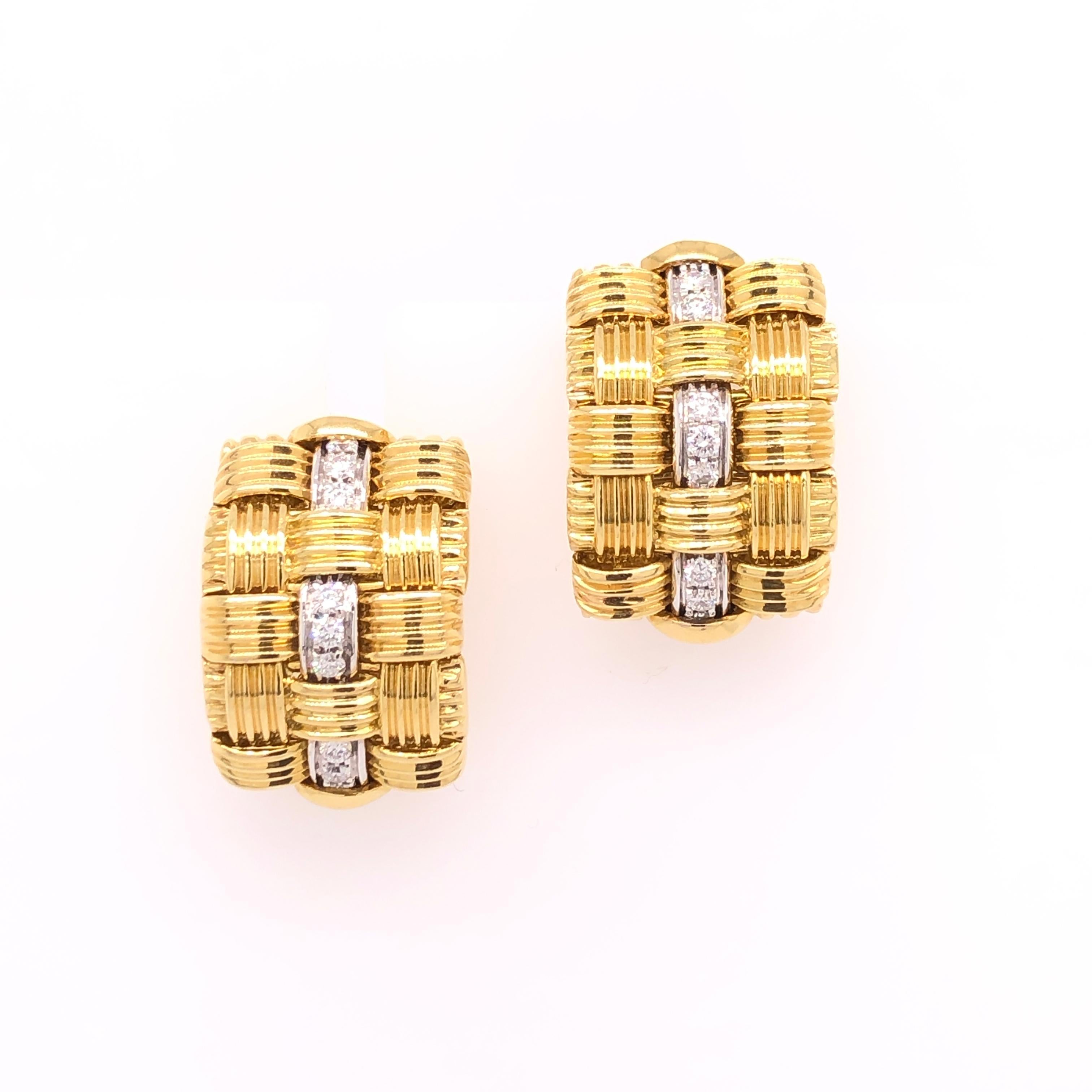 Modern Robeto Coin Yellow Gold Diamond Earrings