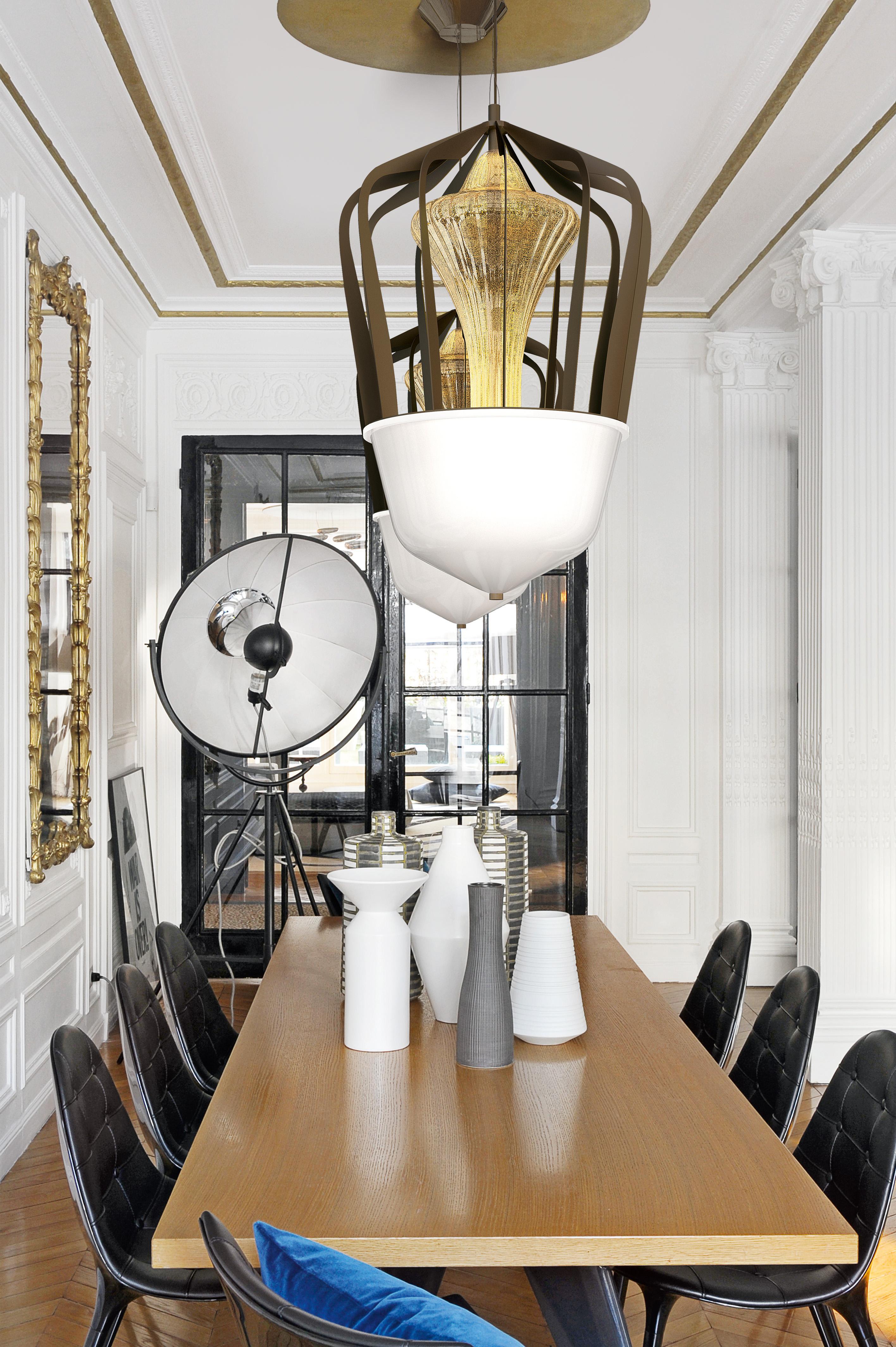 Robin 7280 Suspension Lamp in Glass with Bronze Finish, by Barovier&Toso 4