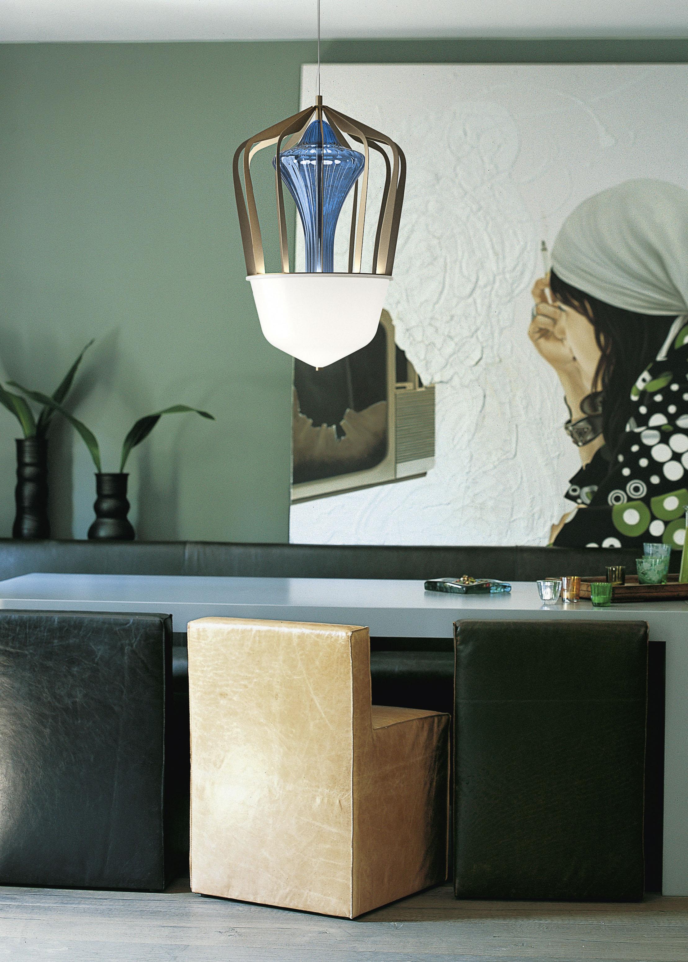 Robin 7280 Suspension Lamp in Glass with Bronze Finish, by Barovier&Toso 6