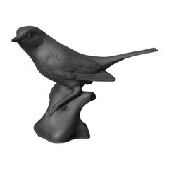 Robin Animal Figure in Black Biscuit Porcelain by Nymphenburg