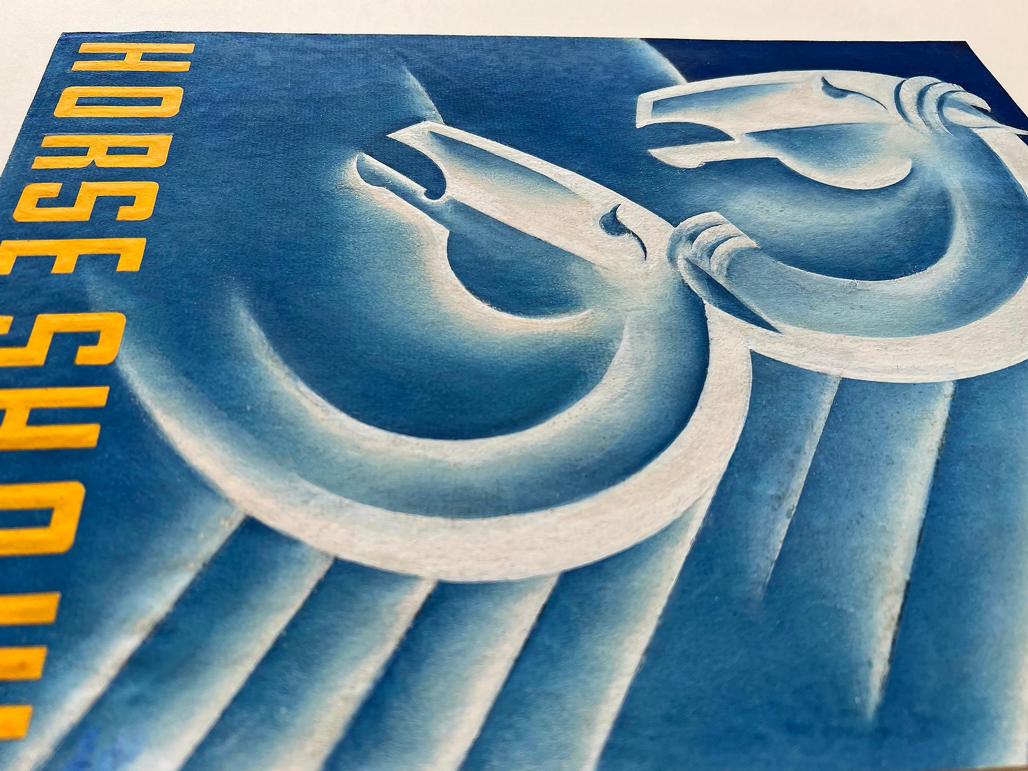 Art Deco Horses in Blue - Horse Show Illustration by Female Illustrator  For Sale 3