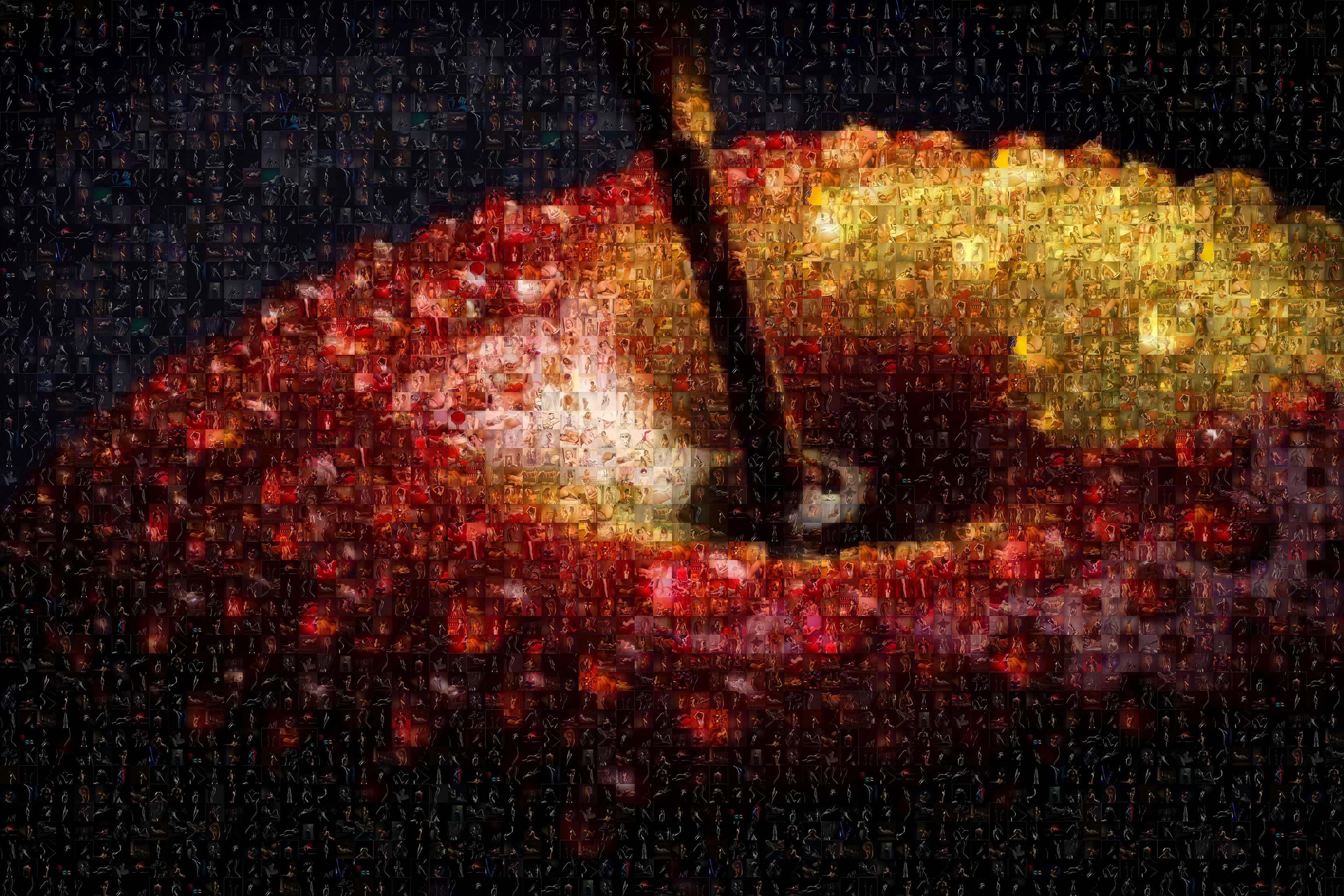 Robin Austin Nude Photograph - Apple Temptation Photomosaic, Acrylic