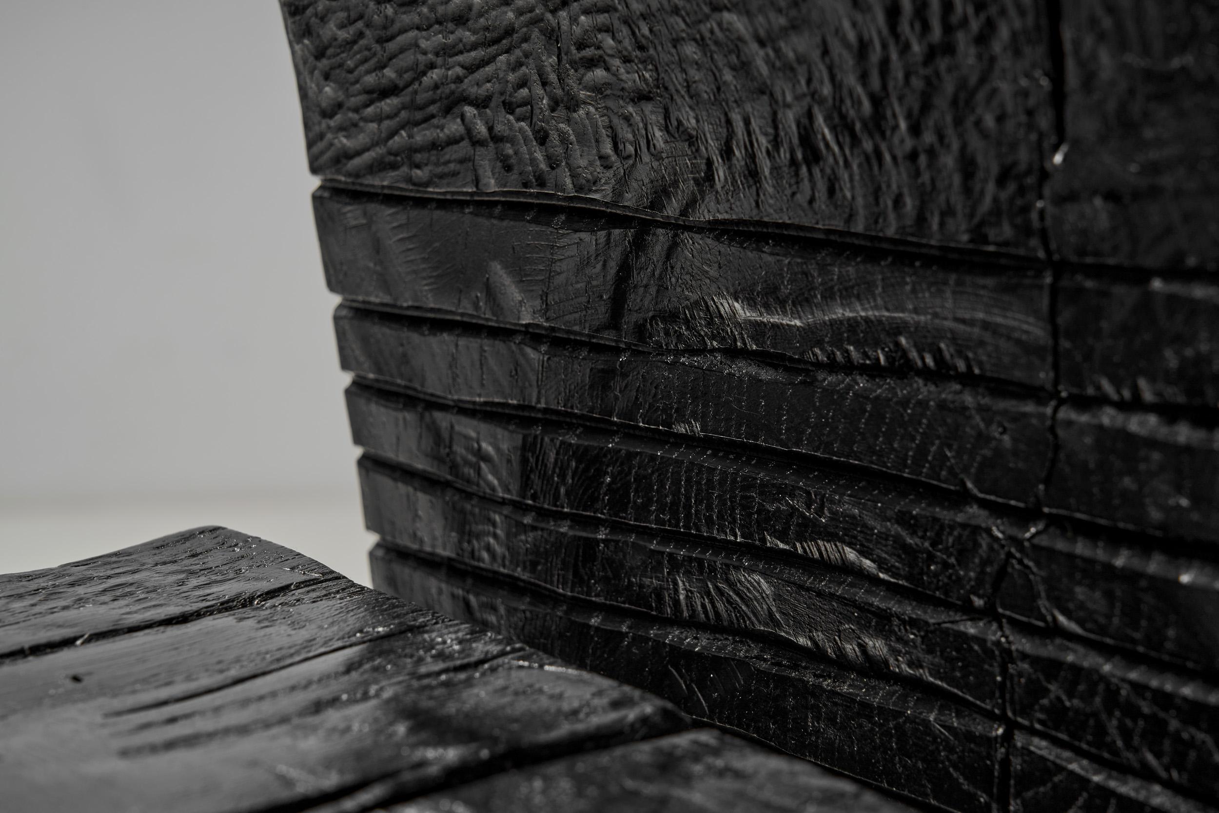 Robin Berrewaerts Black Eboninzed Oak Bench, Belgium 21st Century For Sale 6