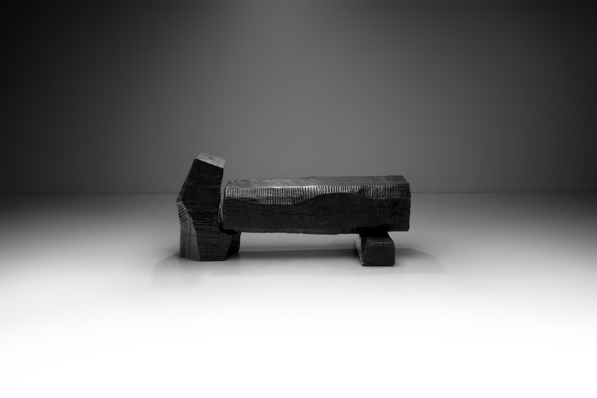 Post-Modern Robin Berrewaerts Black Eboninzed Oak Bench, Belgium 21st Century For Sale