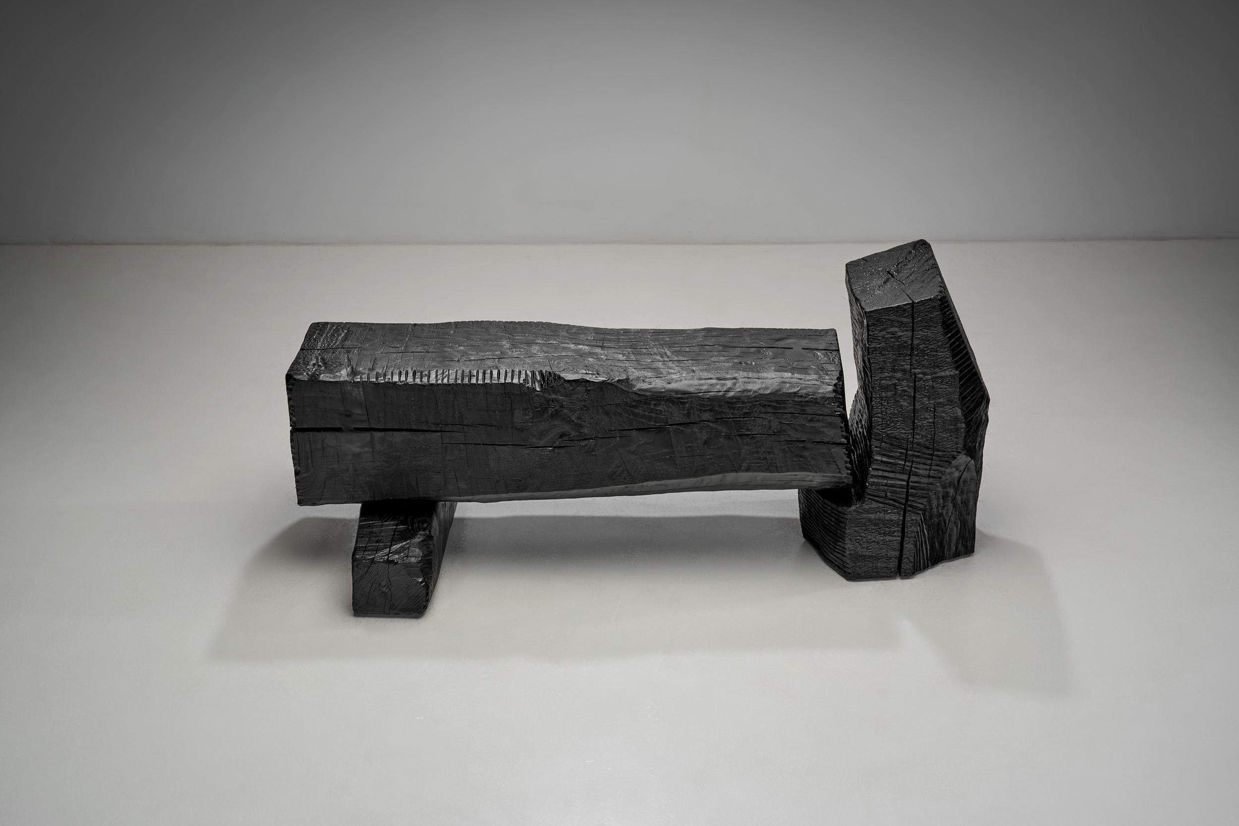 Contemporary Robin Berrewaerts Black Eboninzed Oak Bench, Belgium 21st Century For Sale
