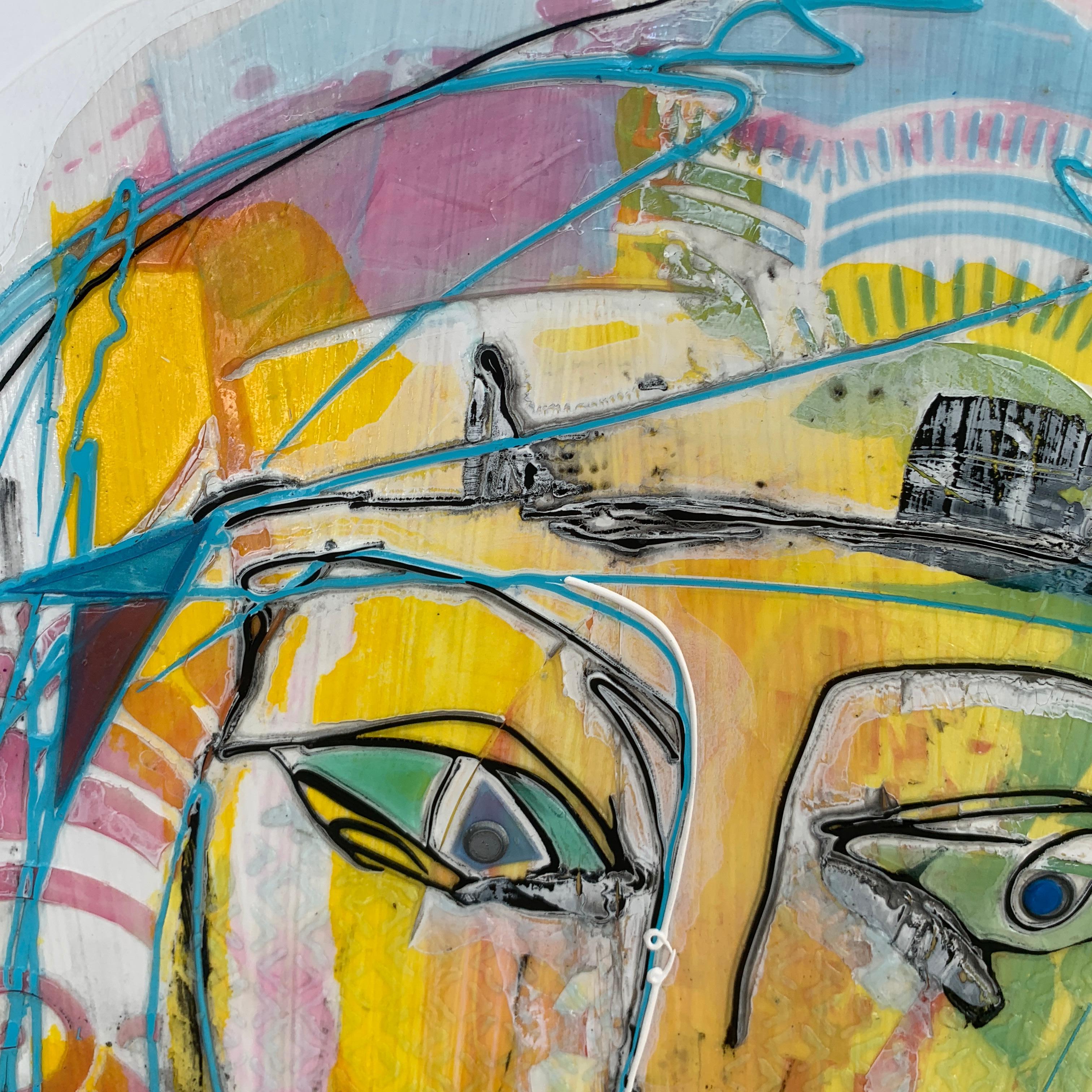 Presenting an original mixed media painting by American artist Robin Branham.  

