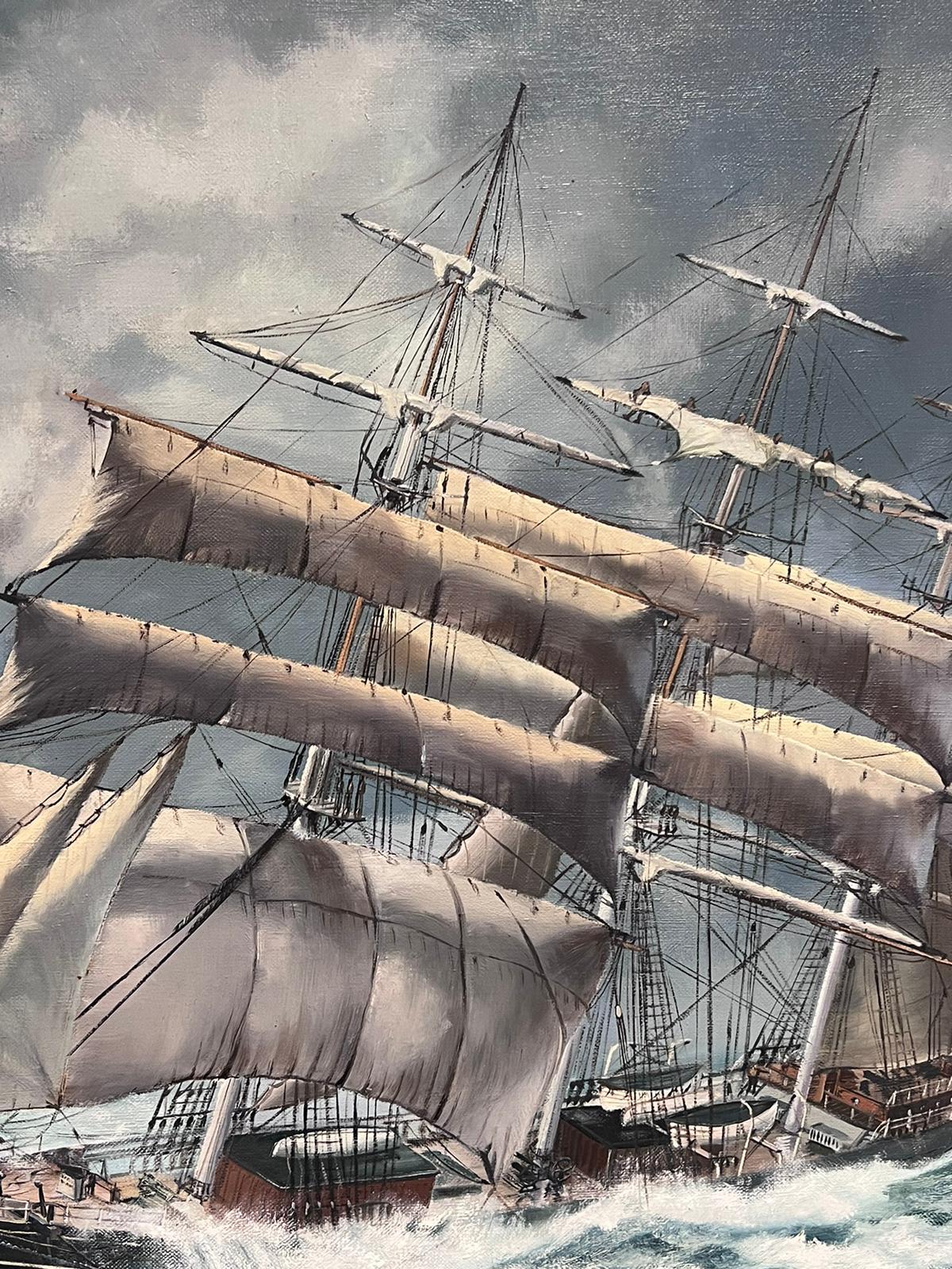 The Cutty Sark Large British Marine Signed Oil Painting Famous Maritime Artist For Sale 2