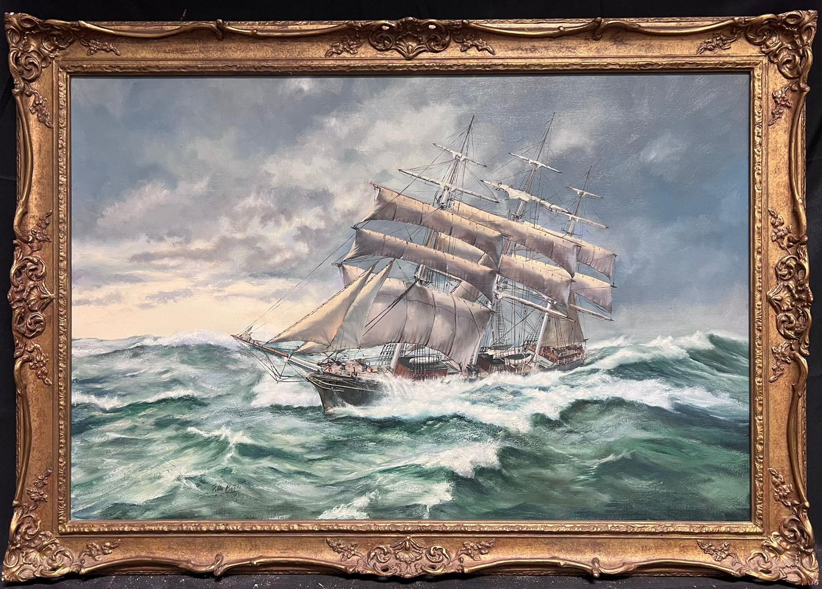 Robin Brooks Landscape Painting - The Cutty Sark Large British Marine Signed Oil Painting Famous Maritime Artist