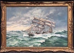 Vintage The Cutty Sark Large British Marine Signed Oil Painting Famous Maritime Artist